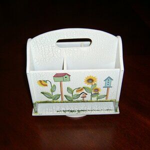 Desk Caddy, Vintage 90s, Cottage White, Birdhouse, GUC